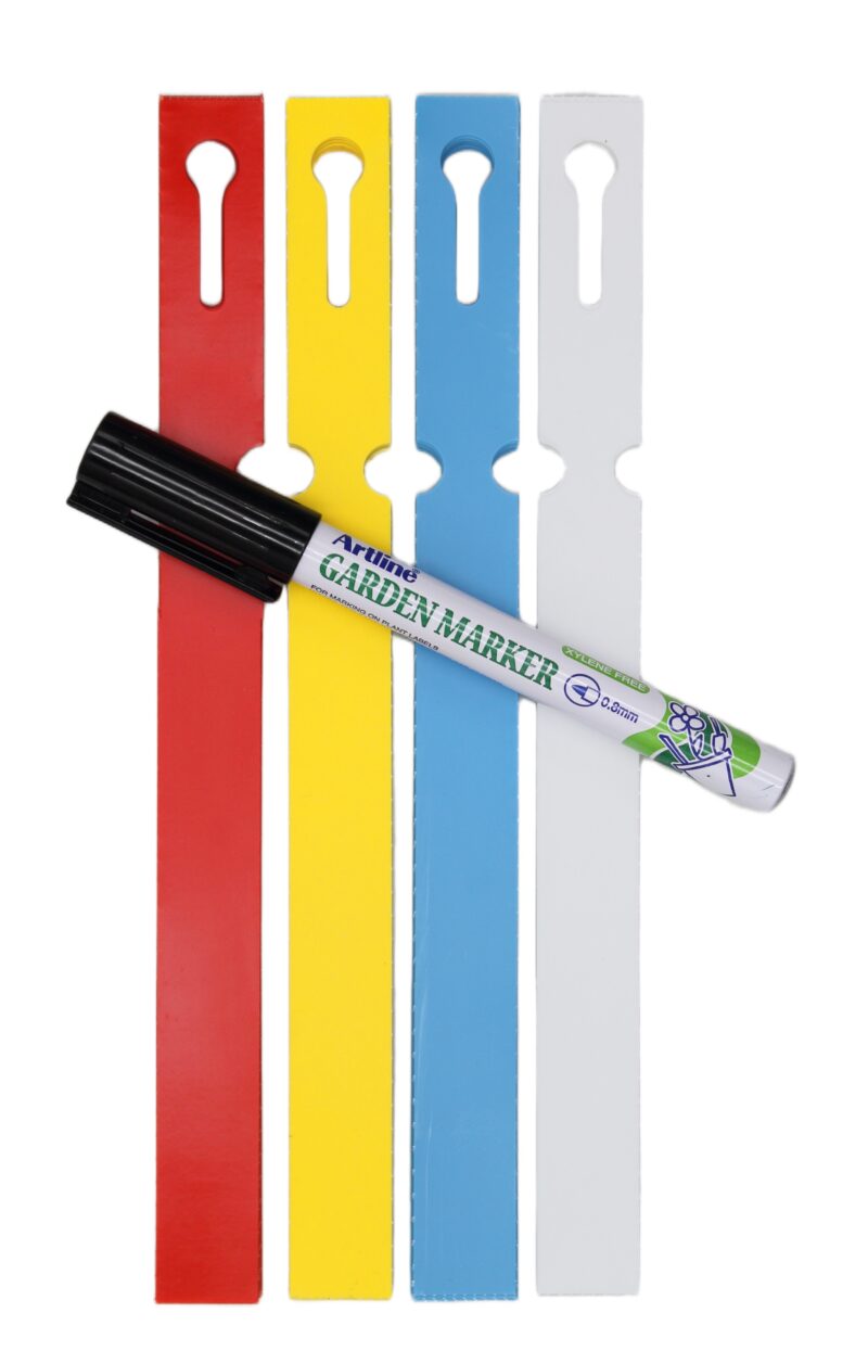 MARKER + Etykiety 4 KOLORY pętlowe do opisu roślin 200x17mm (17x200) 400szt