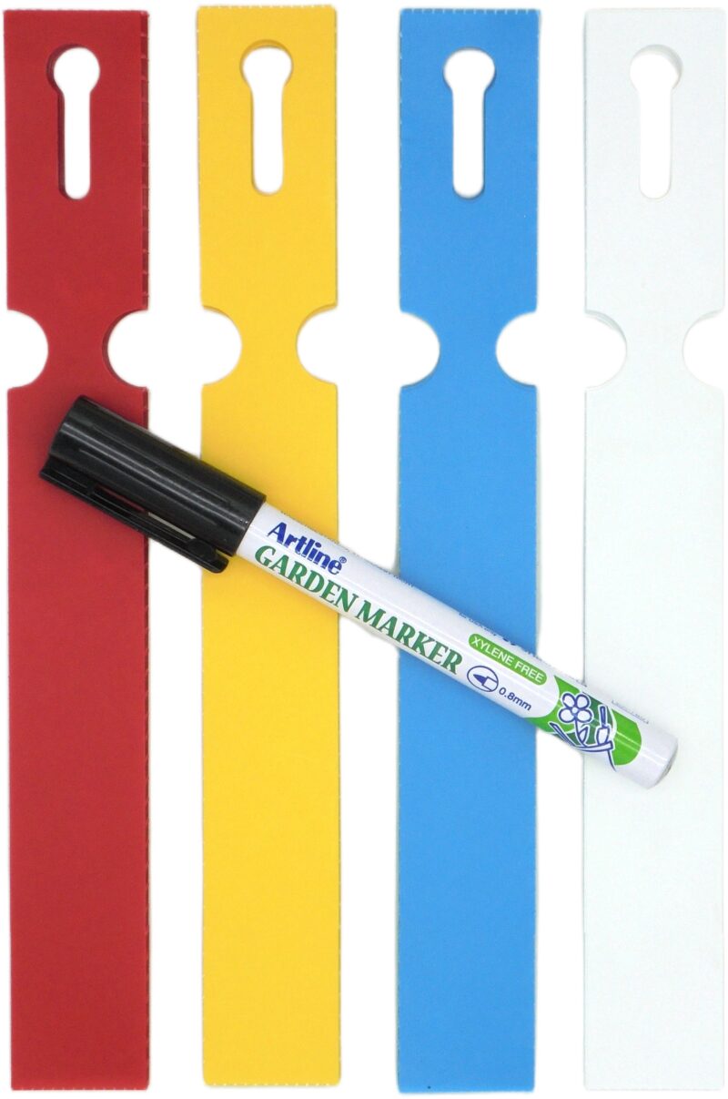 MARKER + Etykiety 4 KOLORY pętlowe do opisu roślin 200x25mm (25x200) 400szt