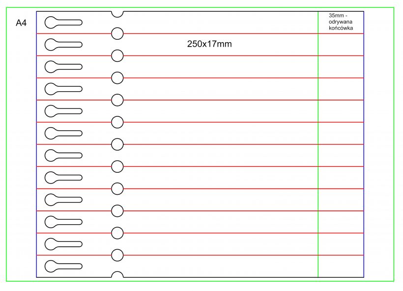 Etykieta pętelkowa Laser – 250x17x10-15, zrywka, biała